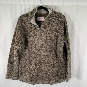 Cozy Sherpa Jackets Women's XXL Brown 1/4 Zip Cowl Neck Polyester Pullover
